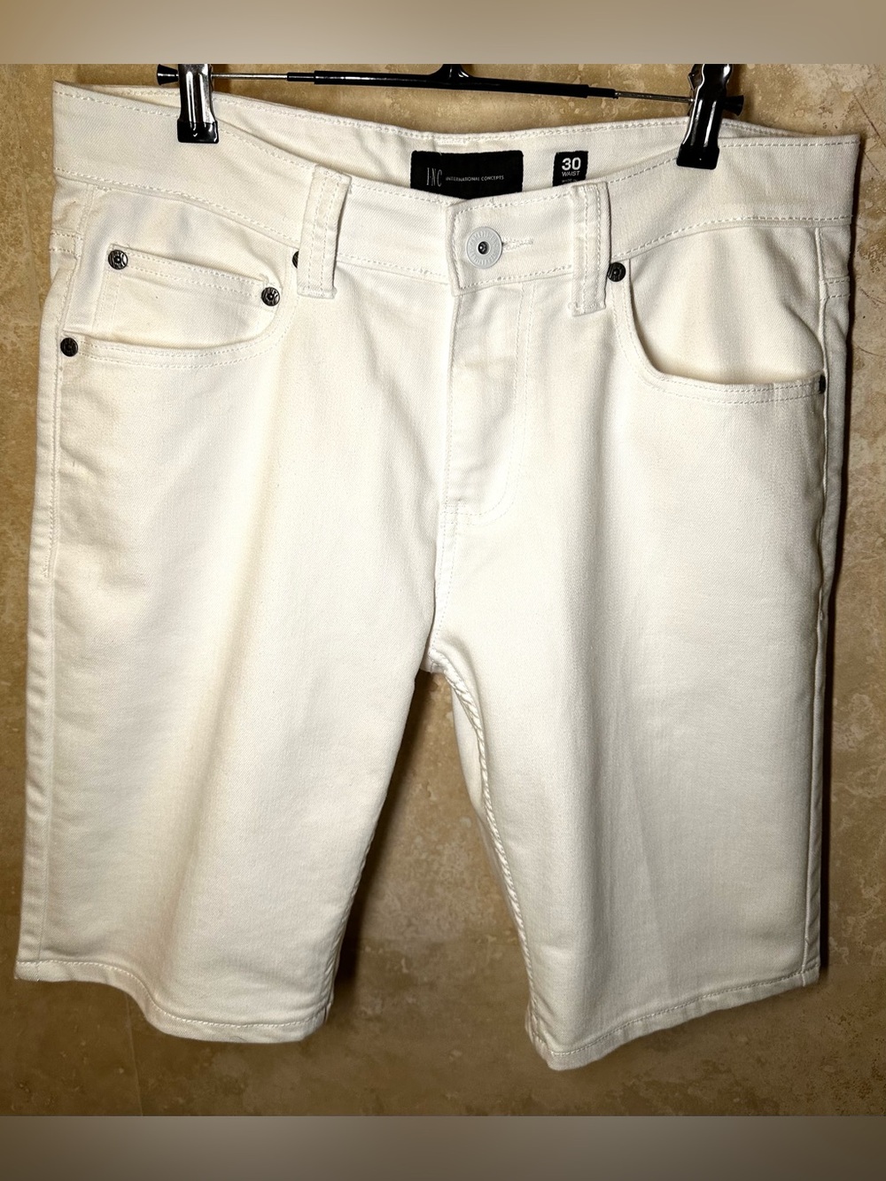 INC 10.5” Men's White Denim Shorts Soft with Stretch